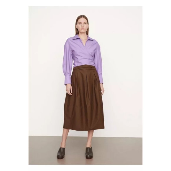 VINCE. | Purple Tie Back Long Sleeve Collared Shirt - Picture 3 of 12